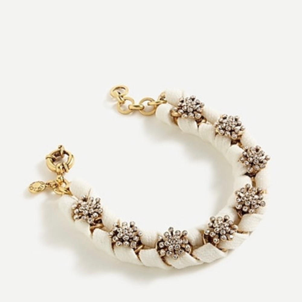 J. Crew NWT Elegant Gold and Cream‎ Crystal and Grosgrain Bracelet